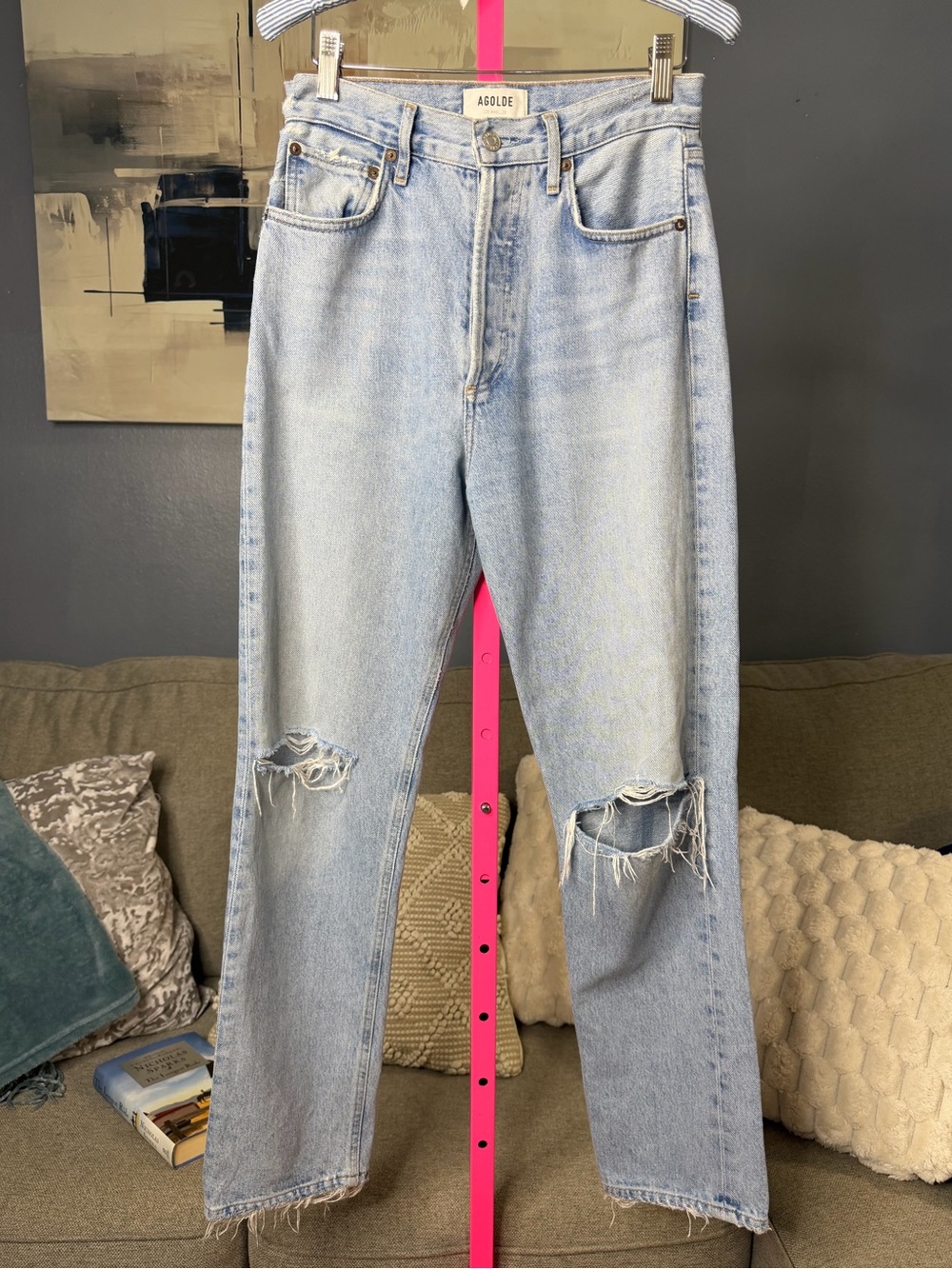AGOLDE 90’s Pinch Waist Distressed High Rise Jeans Size 25 Light Wash 🤍